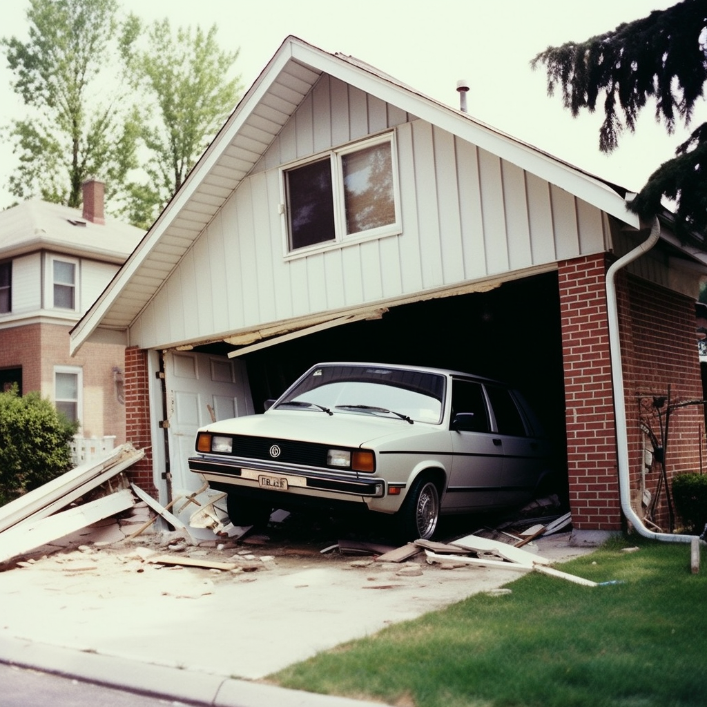 Car Crashed Into Garage Door