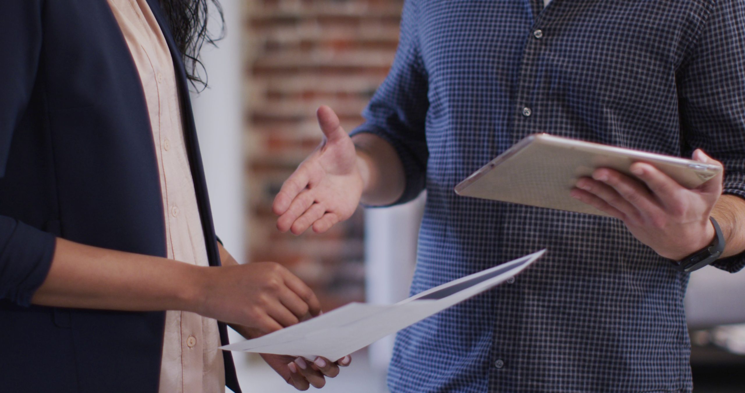Woman Shaking Hands With A Garage Door Salesman