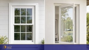 Side by side comparison of double-hung and casement windows