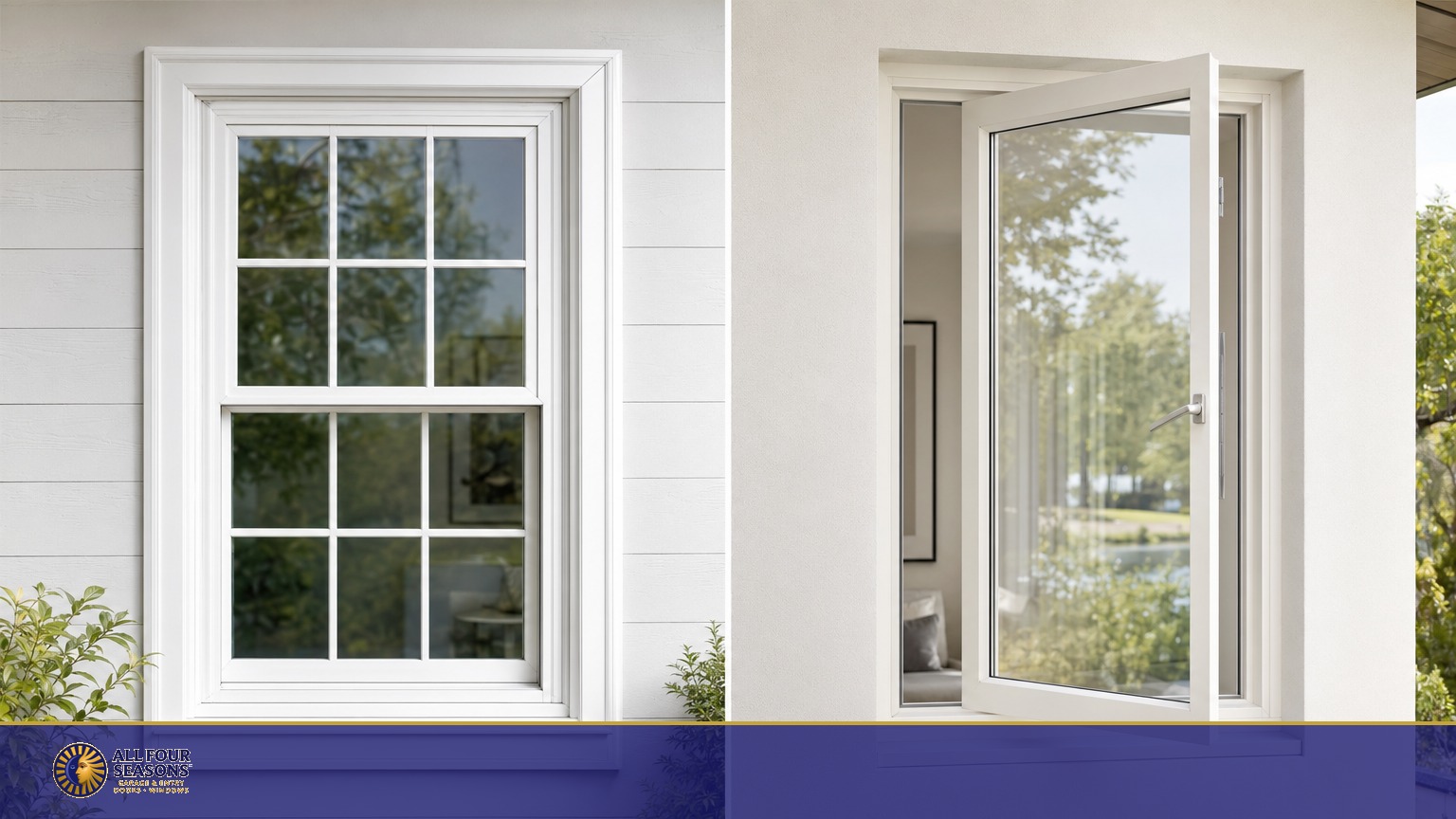 Side by side comparison of double-hung and casement windows