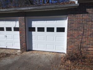 White garage door with windows