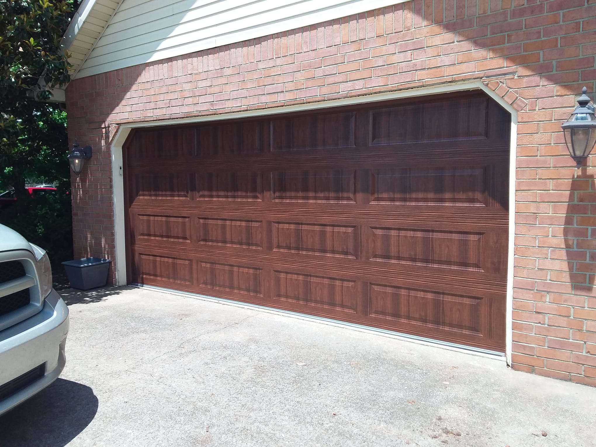 Walnut Long Panel garage door
