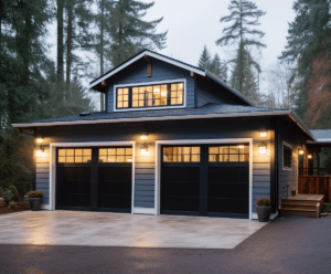 Glass garage doors on Roswell home 