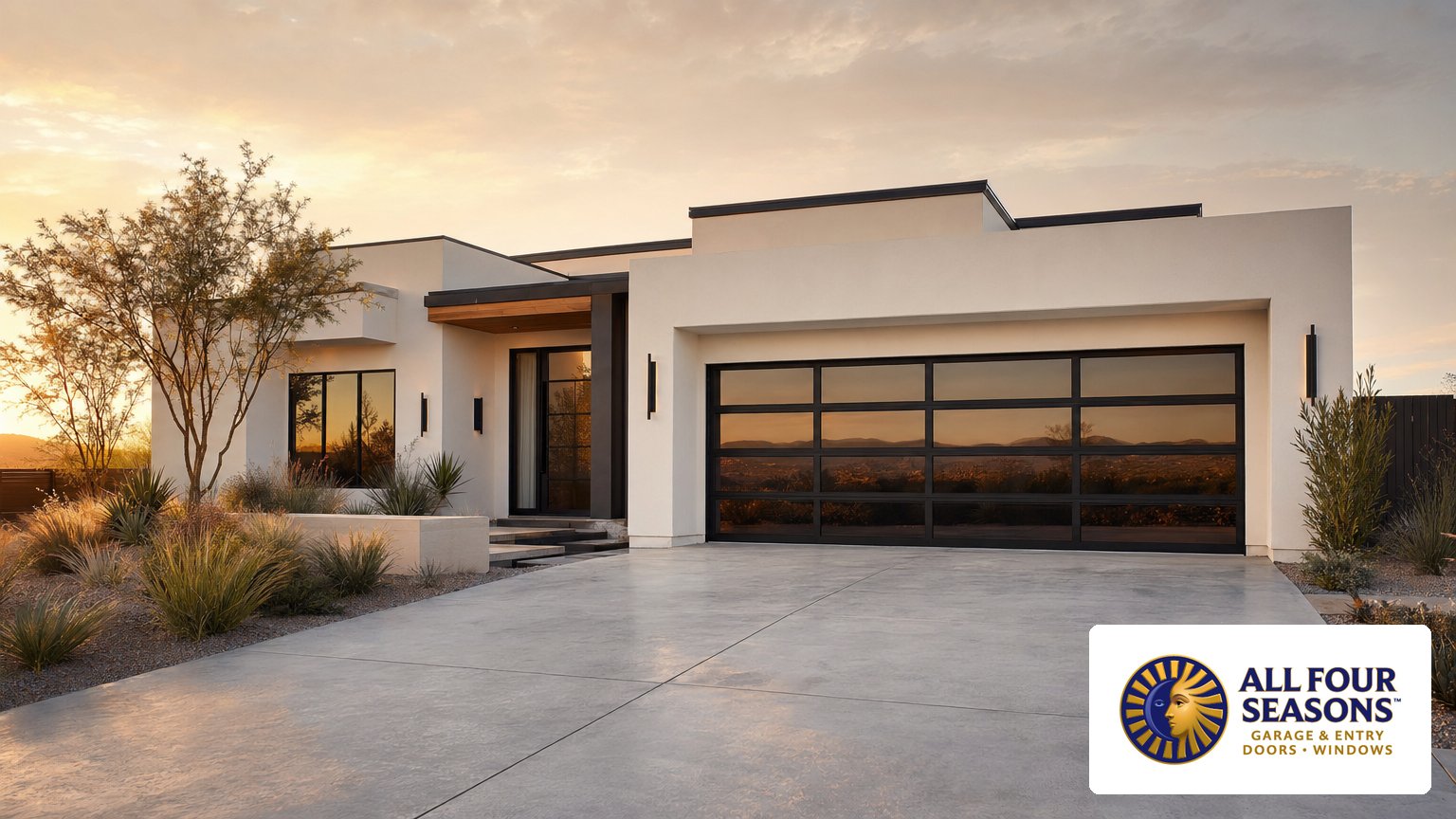 The 2026 Garage Door Buying Guide - All 4 Seasons Garage Doors hero banner with modern black garage door